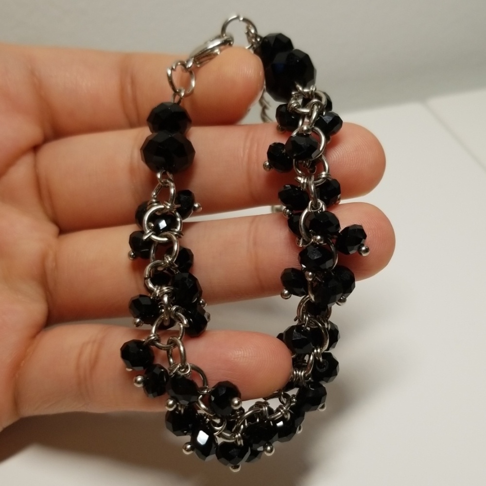 Black Sparkling Beaded Bracelet